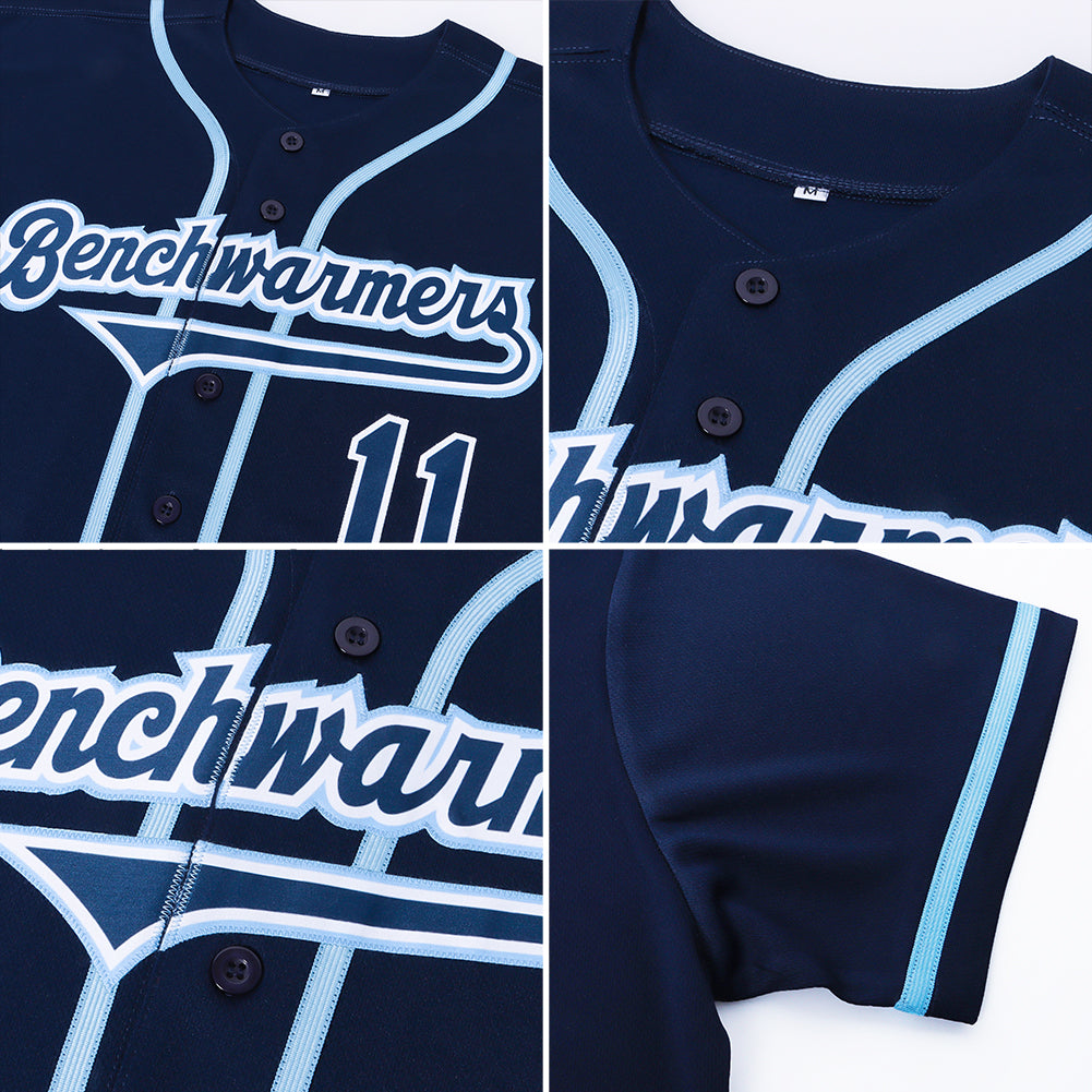 Custom Navy Navy-Powder Blue Authentic Softball Jersey
