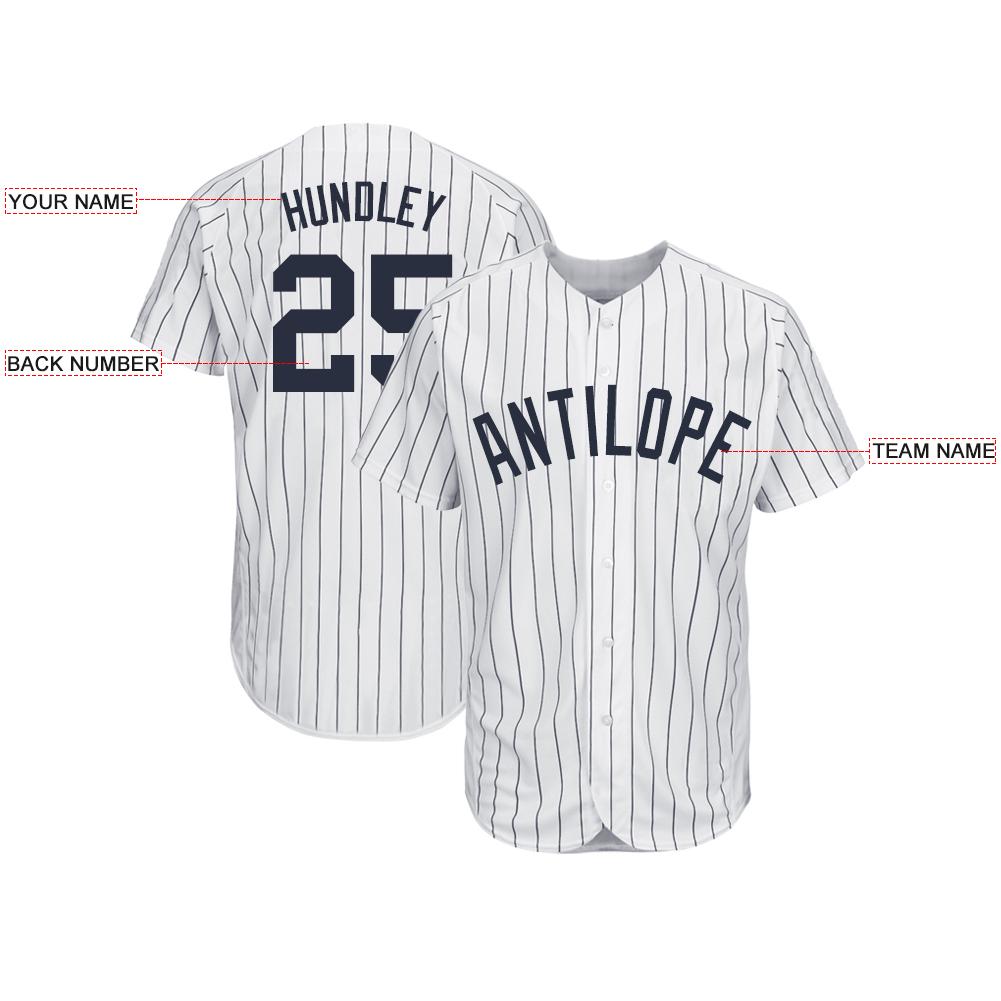 Custom White Navy Pinstripe Navy Softball Jersey