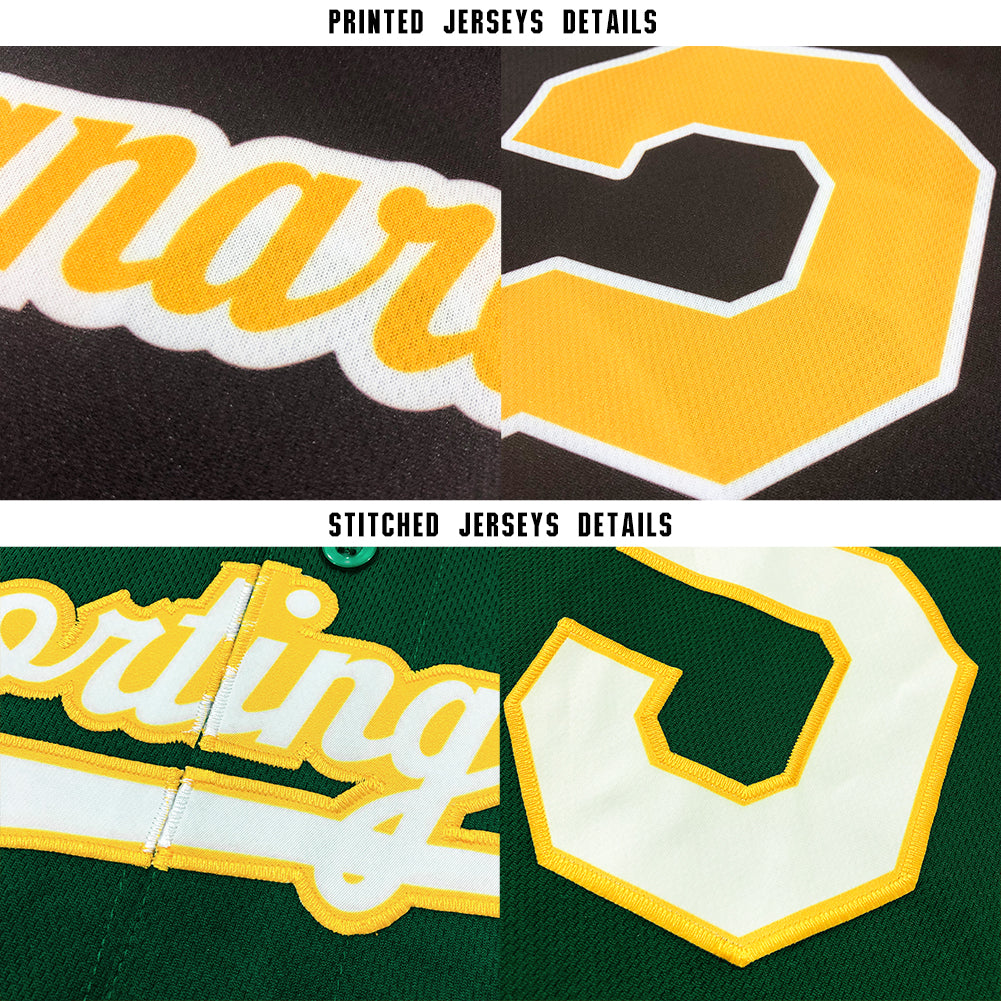 Custom Kelly Green White-Gold Softball Jersey