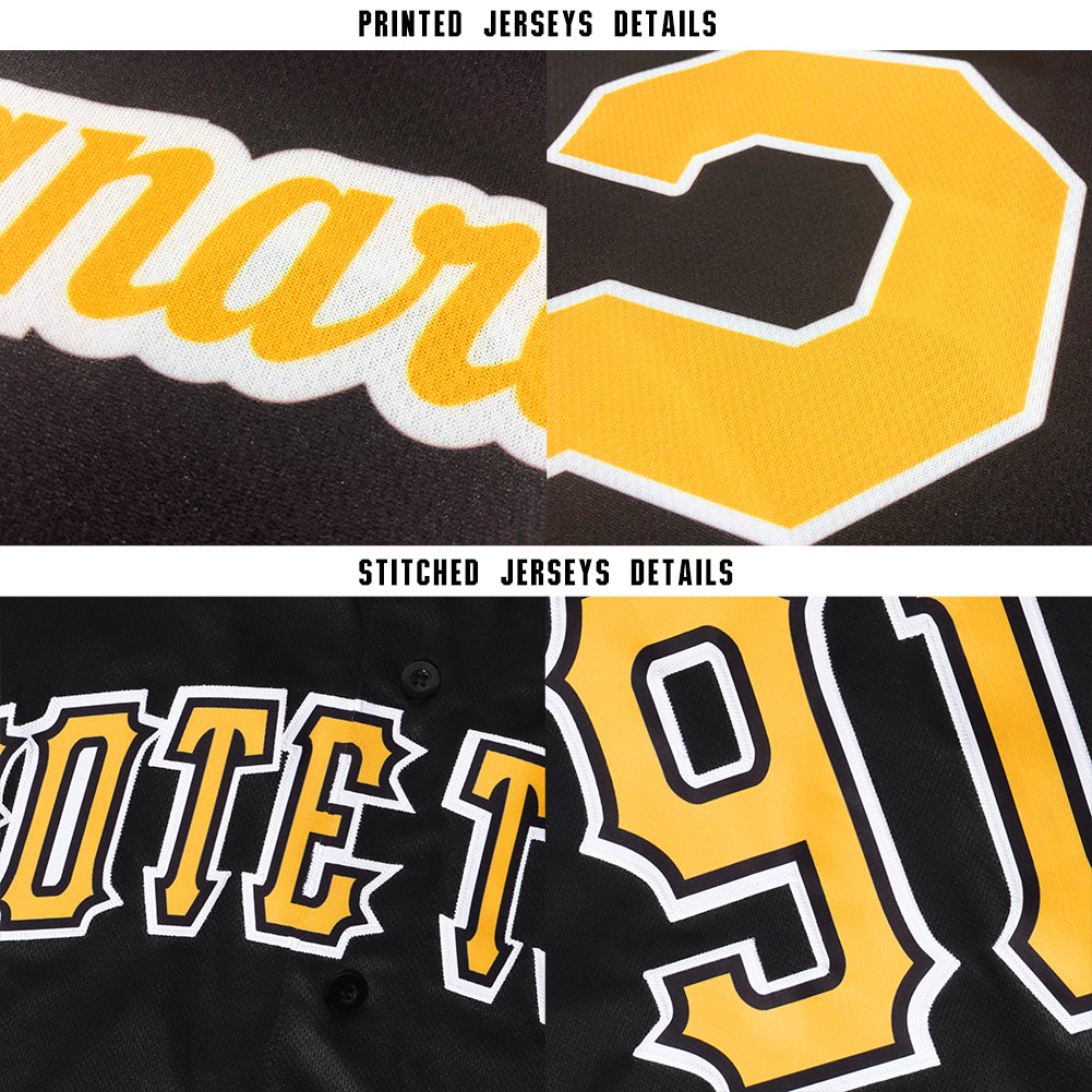 Custom Black Gold-White Softball Jersey