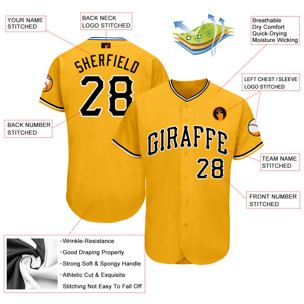 Custom Gold Black-White Softball Jersey