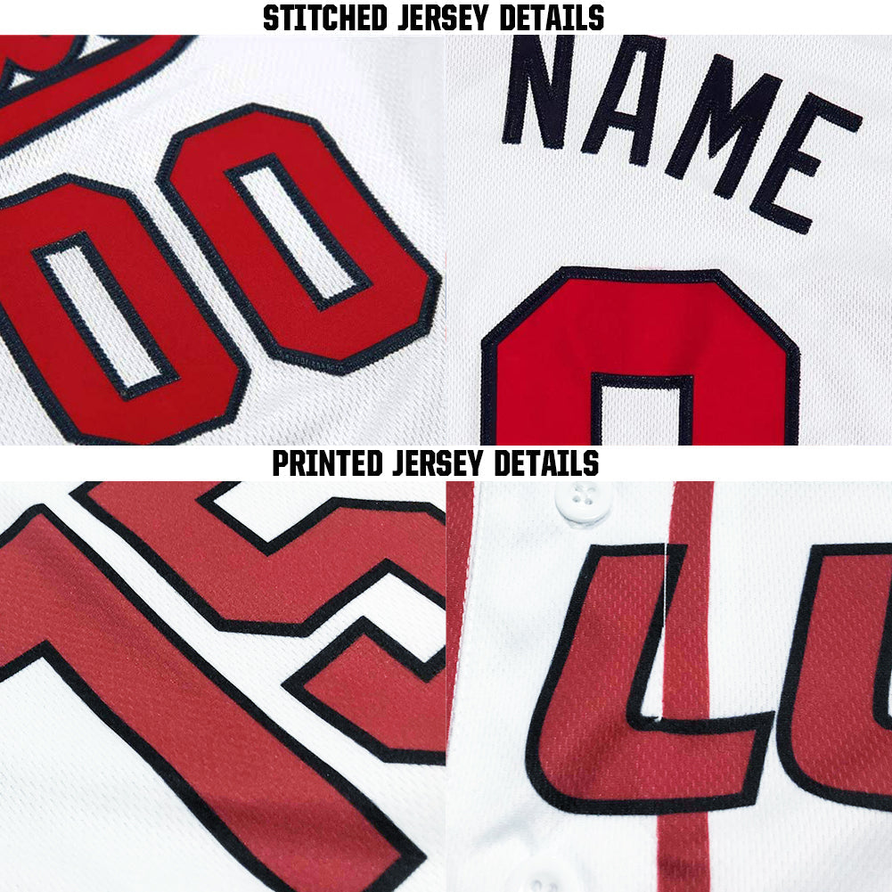 Custom White Red-Navy Softball Jersey