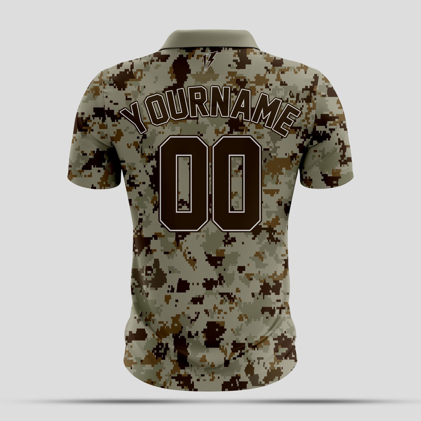 Brown and cream camo Dri-Fit Polo Shirt – Custom Sublimated Performance Polo for Sport & Casual Wear