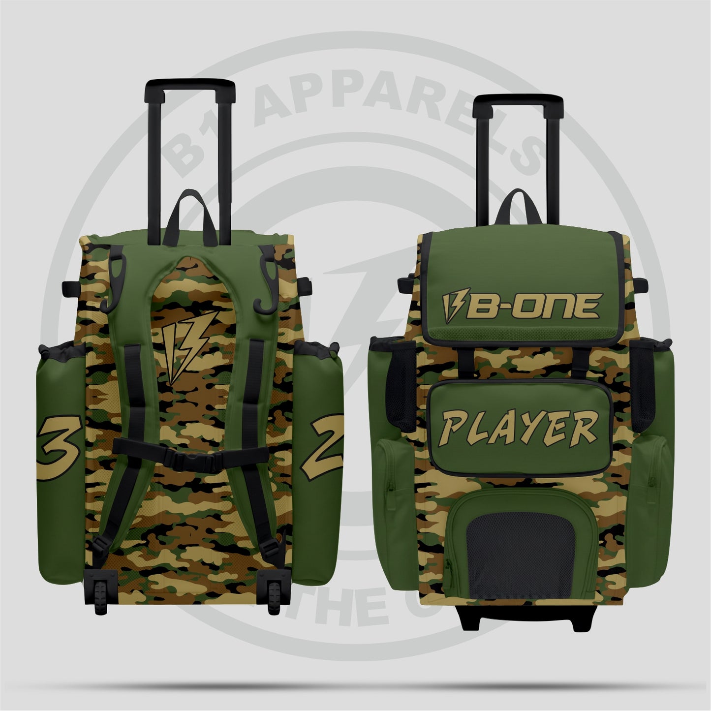 Custom Pro Rolling Bat Bag  Green Military camo