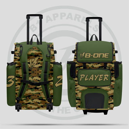 Custom Pro Rolling Bat Bag  Green Military camo