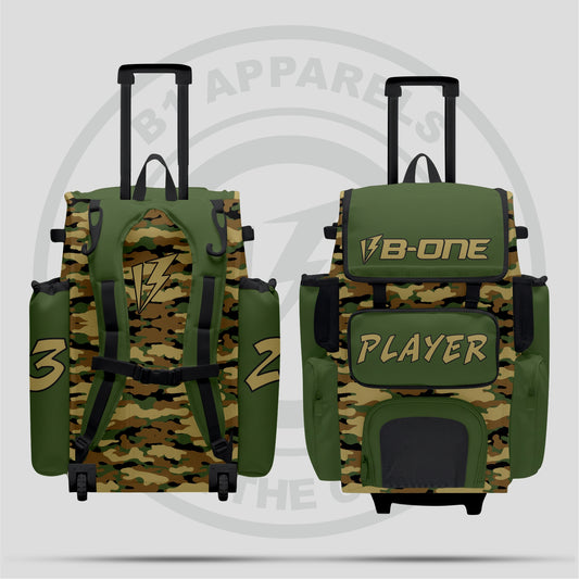 Custom Pro Rolling Bat Bag  Green Military camo