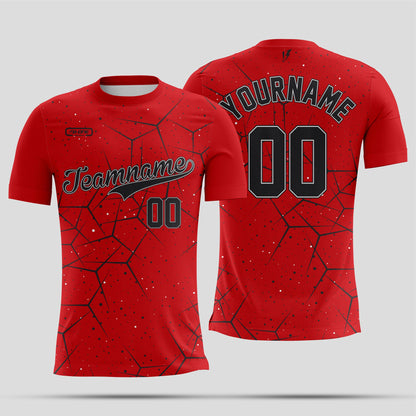 Red & Black Textured Dri-Fit T-Shirt – Custom Sublimated Athletic Performance Tee