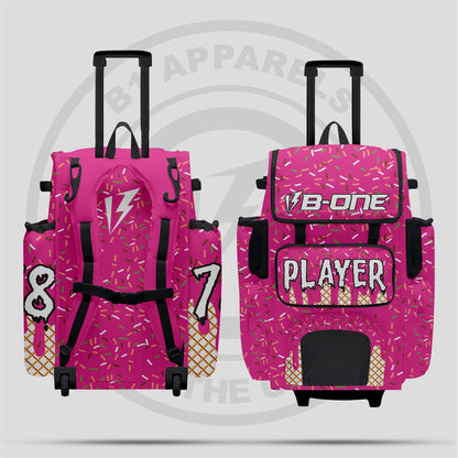 Custom Pro Rolling Bat Bag Pink white