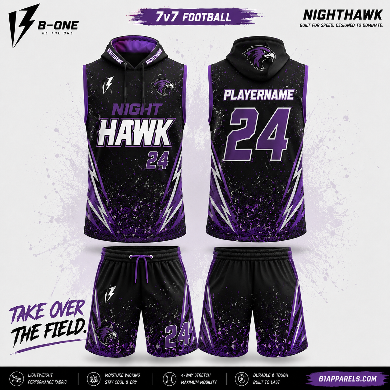 Night Hawks Custom 7v7 Flag Football Uniforms | B1 Apparels