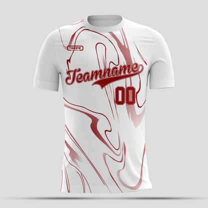 White & Red  Dri-Fit T-Shirt with Black Lettering – Custom Sublimated Athletic Tee