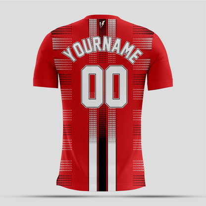 Red, White & Black Dri-Fit T-Shirt – Custom Sublimated Performance Tee with Bold Design