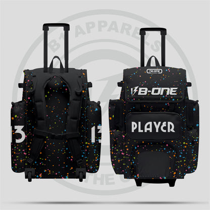 Custom Pro Rolling Bat Bag  Black with paint dots