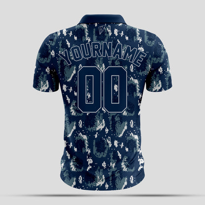 Blue white Camo Dri-Fit Polo Shirt – Custom Sublimated Performance Polo for Sport & Casual Wear