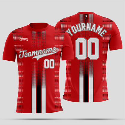 Red, White & Black Dri-Fit T-Shirt – Custom Sublimated Performance Tee with Bold Design