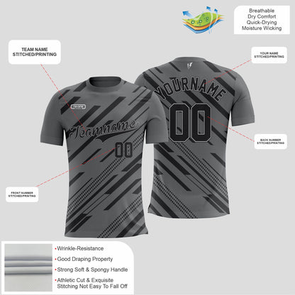 Grey & Black Texture  Dri-Fit Sublimated Polyester T-Shirt – Lightweight Performance Tee