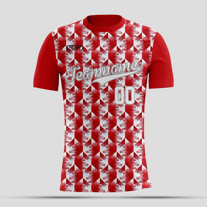 Red & White Textured Dri-Fit T-Shirt – Custom Sublimated Performance Tee