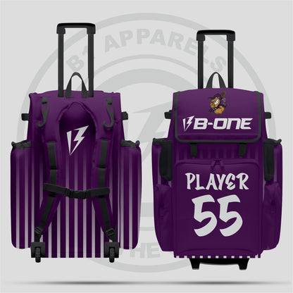 Custom Pro Rolling Bat Bag Purple white lines