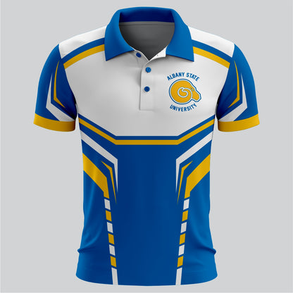 Blue & White Sublimated Polo Shirt – Lightweight Mesh Dri-Fit | Made by SRJ Apparel