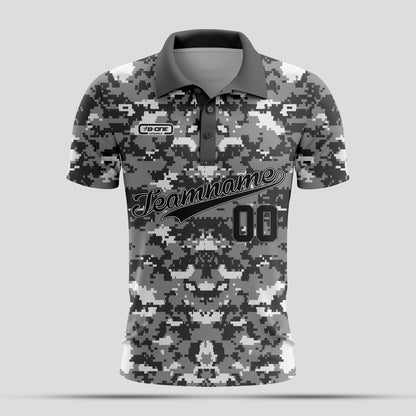 Grey white Camo Dri-Fit Polo Shirt – Custom Sublimated Performance Polo for Sport & Casual Wear