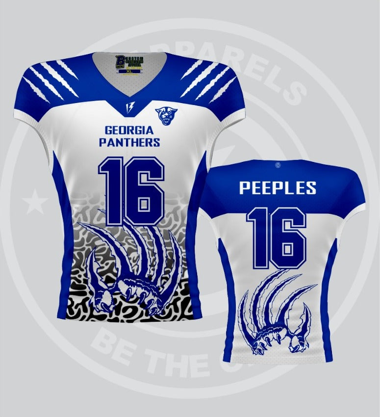 Football Jersey in Georgia Panther Blue and White