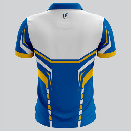 Blue & White Sublimated Polo Shirt – Lightweight Mesh Dri-Fit | Made by SRJ Apparel