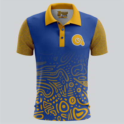Classic Blue & Yellow Sublimated Polo Shirt – Athletic Fit | Made by SRJ Apparel