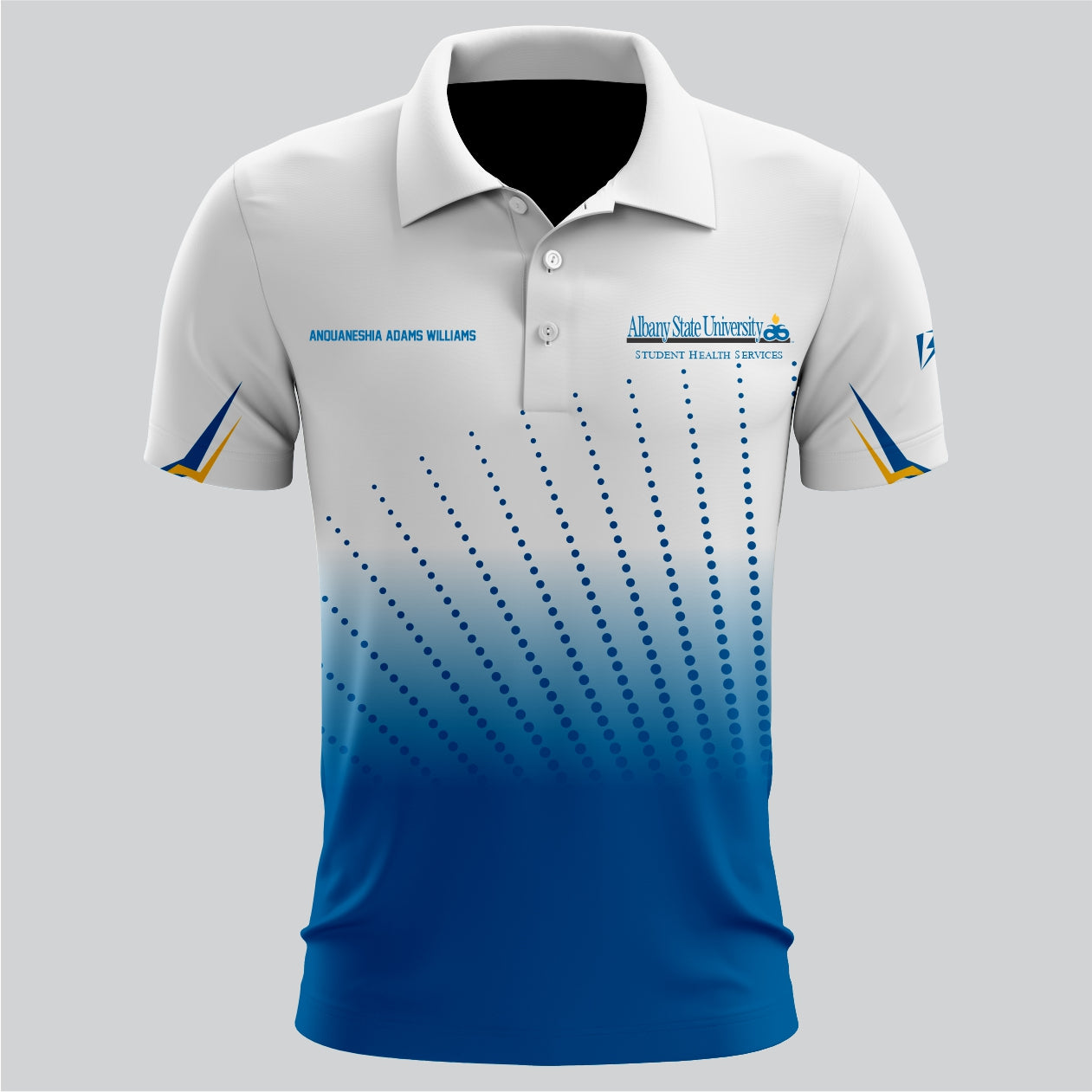 Blue & White Team Polo – Moisture-Wicking Fabric | SRJ Apparel