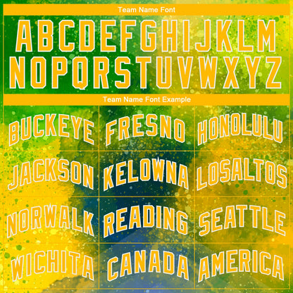Custom Neon Green Gold-White 3D Pattern Design Abstract Psychedelic Liquid Authentic Basketball Jersey