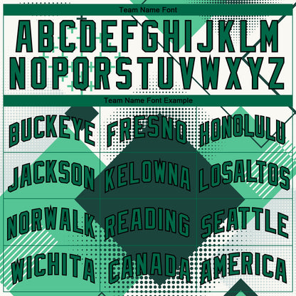Custom White Kelly Green-Black 3D Pattern Design Geometric Shapes Authentic City Edition Basketball Jersey