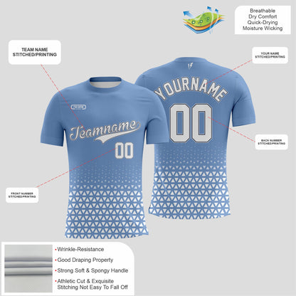 Light Blue  and White Dri-Fit Texture T-Shirt – Custom Sublimated Athletic