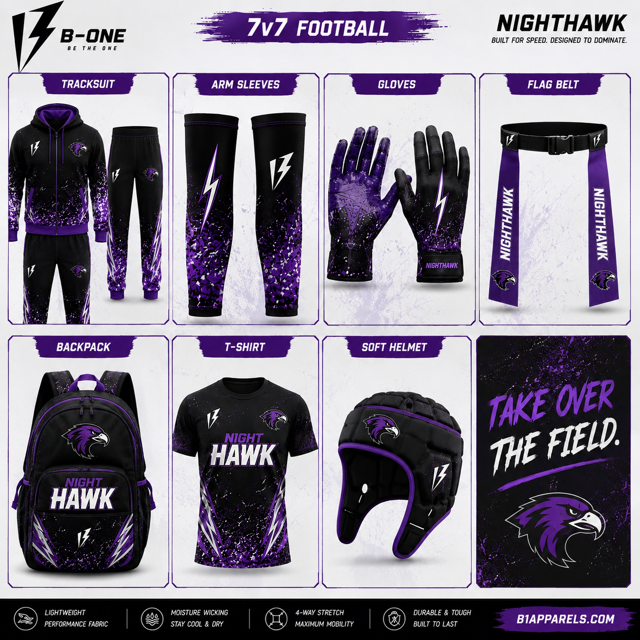Night Hawks Custom 7v7 Flag Football Uniforms | B1 Apparels