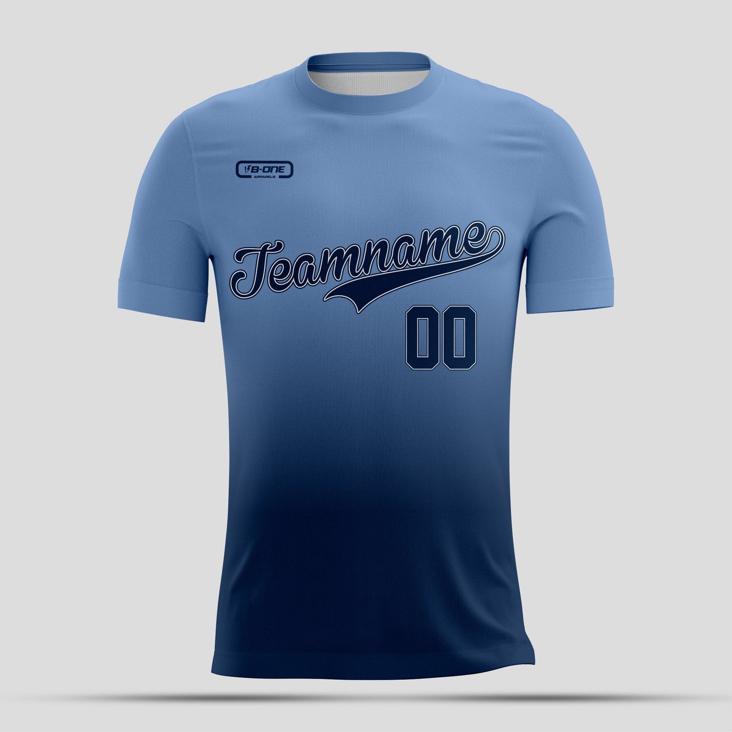 Light Blue and dark blue  with white letters Dri-Fit Texture T-Shirt – Custom Sublimated Athletic