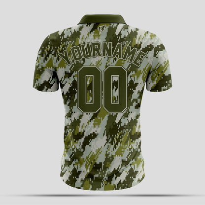 Green white Camo Dri-Fit Polo Shirt – Custom Sublimated Performance Polo for Sport & Casual Wear