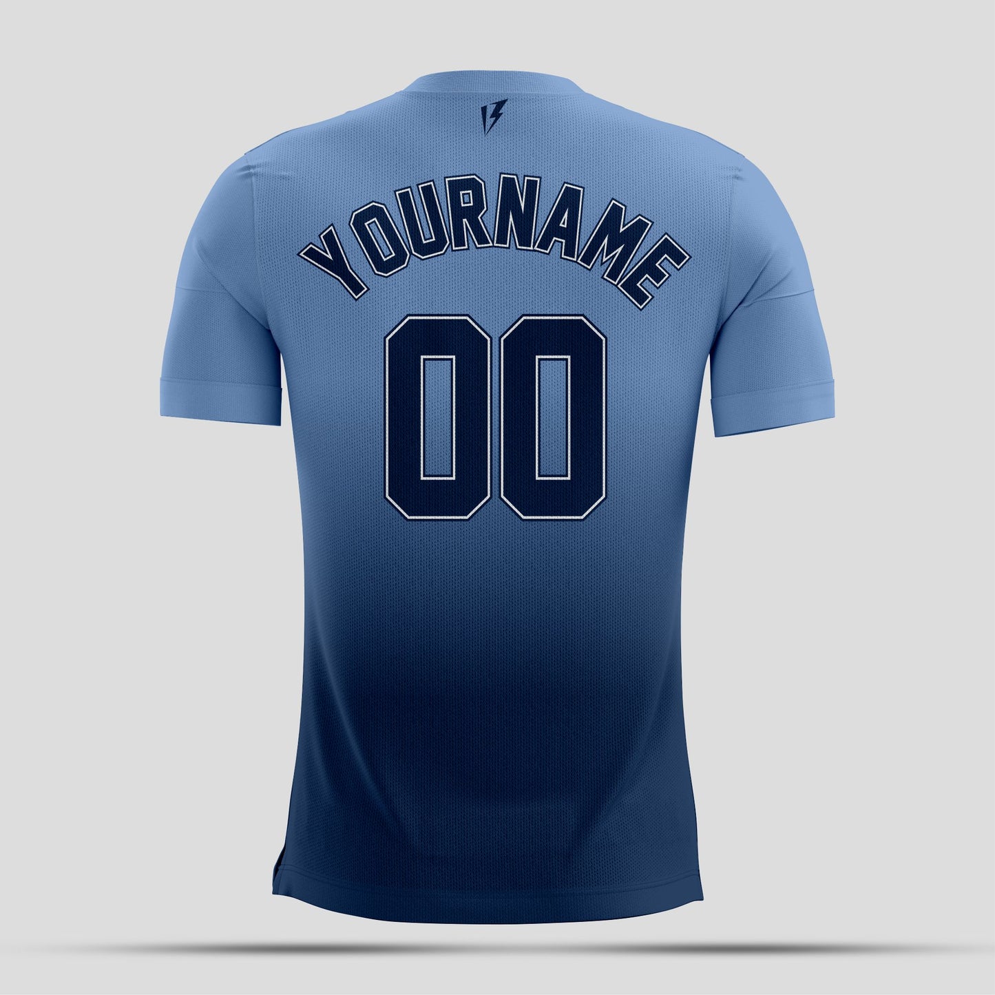 Light Blue and dark blue  with white letters Dri-Fit Texture T-Shirt – Custom Sublimated Athletic
