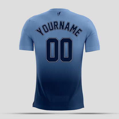 Light Blue and dark blue  with white letters Dri-Fit Texture T-Shirt – Custom Sublimated Athletic