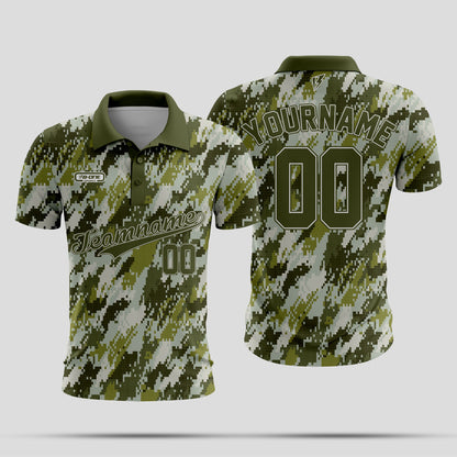 Green white Camo Dri-Fit Polo Shirt – Custom Sublimated Performance Polo for Sport & Casual Wear