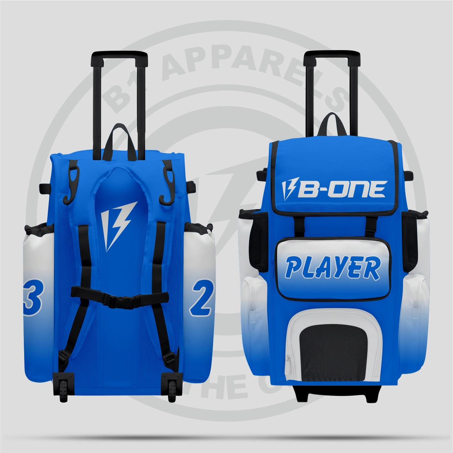 Custom Pro Rolling Bat Bag Blue White