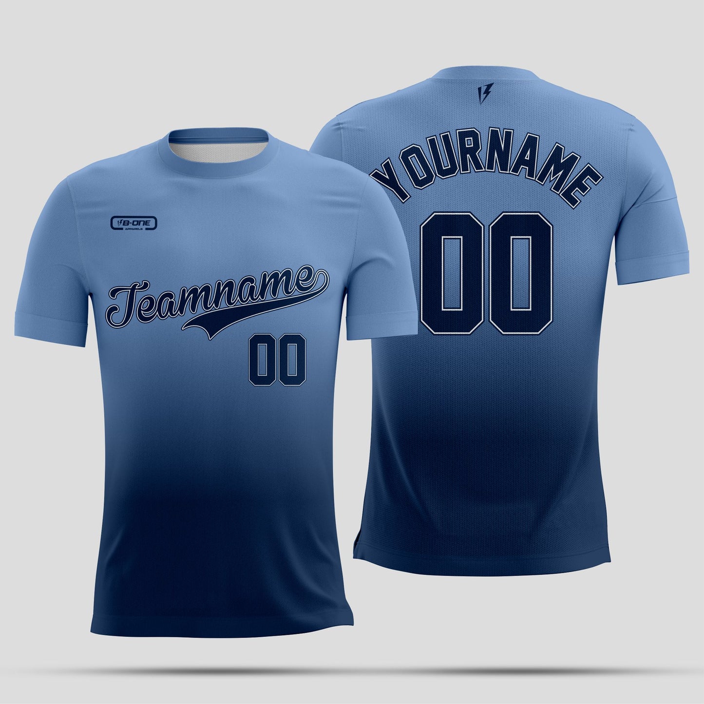 Light Blue and dark blue  with white letters Dri-Fit Texture T-Shirt – Custom Sublimated Athletic