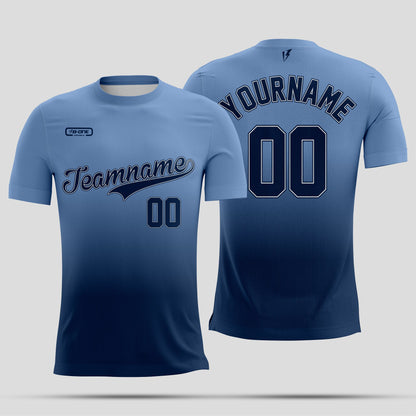 Light Blue and dark blue  with white letters Dri-Fit Texture T-Shirt – Custom Sublimated Athletic