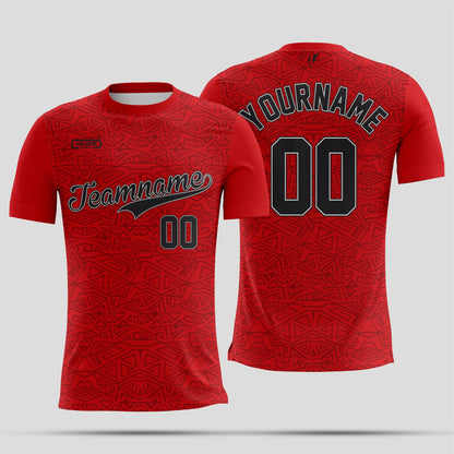 Red & Grey Pattern Dri-Fit T-Shirt – Custom Sublimated Athletic Performance Tee