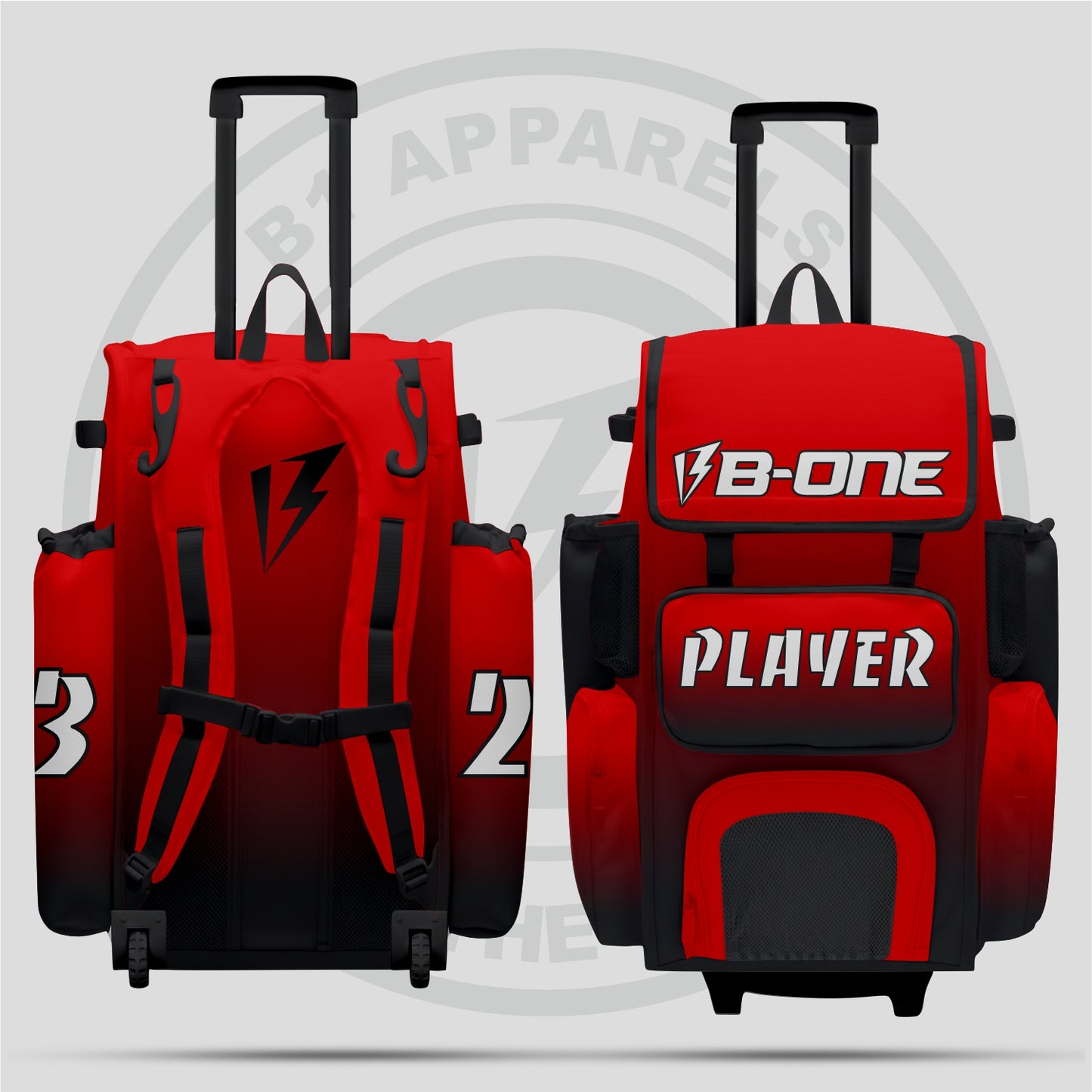 Custom Pro Rolling Bat Bag Red Black