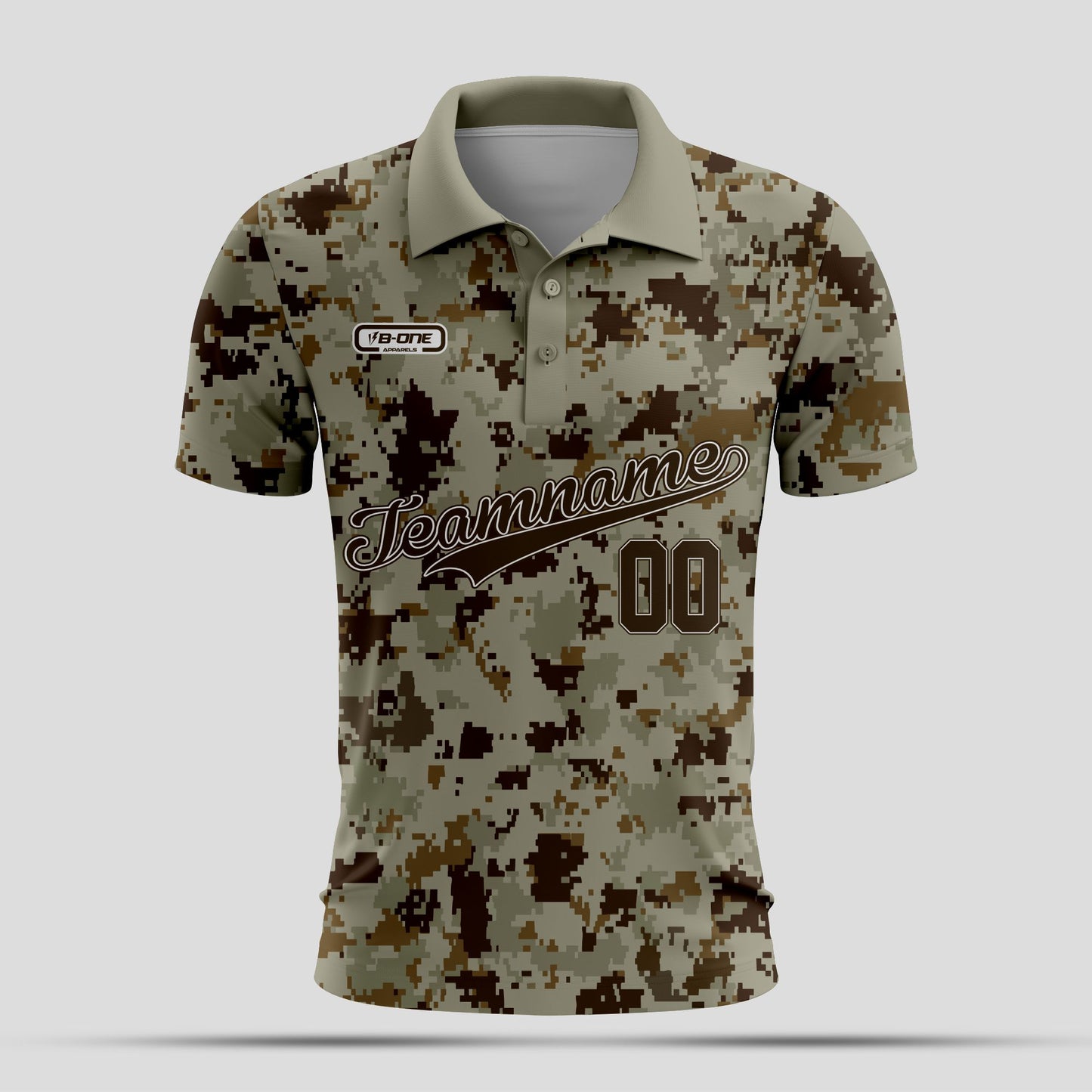 Brown and cream camo Dri-Fit Polo Shirt – Custom Sublimated Performance Polo for Sport & Casual Wear