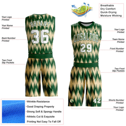 Custom Green White-Cream Round Neck Sublimation Basketball Suit Jersey