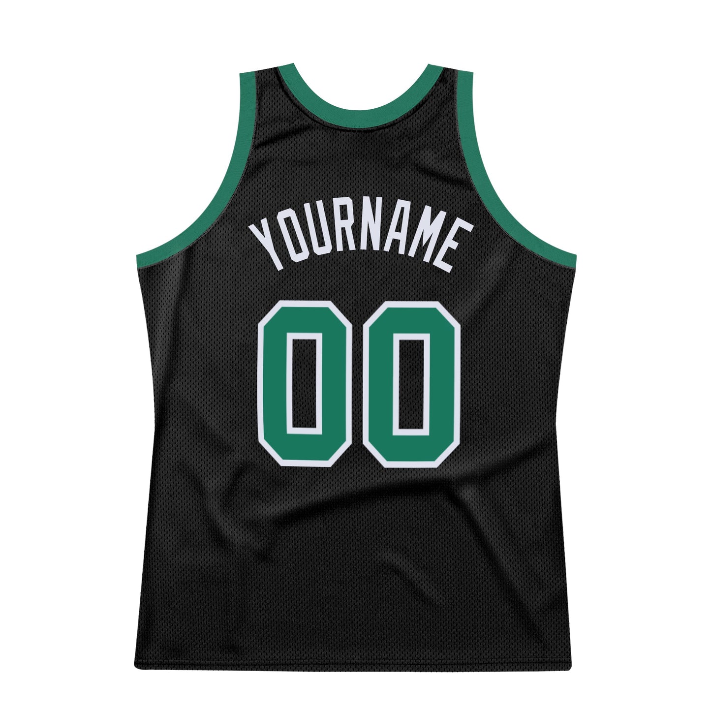 Custom Black Kelly Green-White Authentic Throwback Basketball Jersey