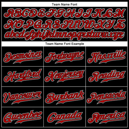 Custom Black Red Pinstripe Red-White Authentic Softball Jersey