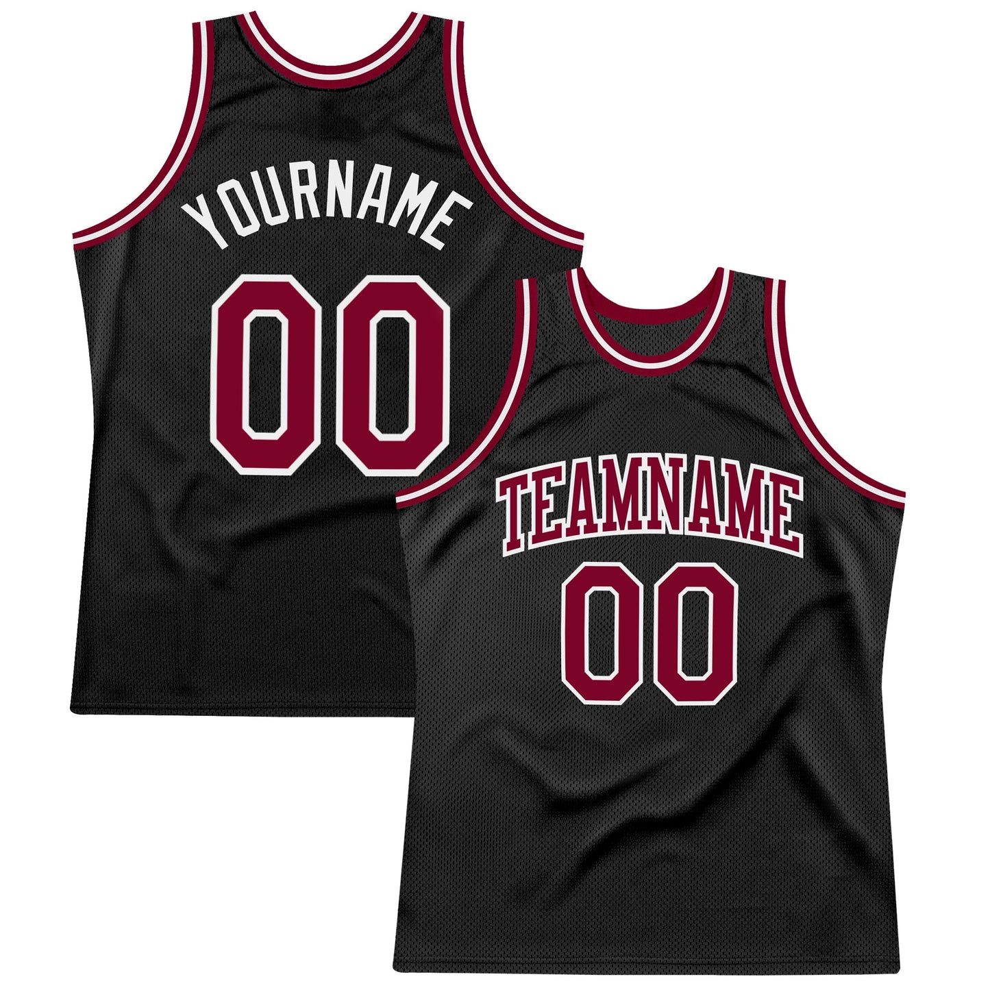 Custom Black Maroon-White Authentic Throwback Basketball Jersey