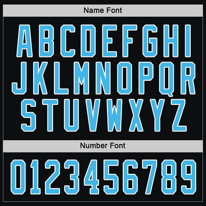 Custom Black Sky Blue-White Hockey Jersey