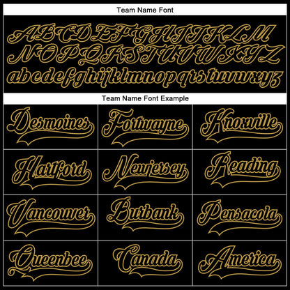 Custom Black Old Gold-Red Hockey Lace Neck Jersey