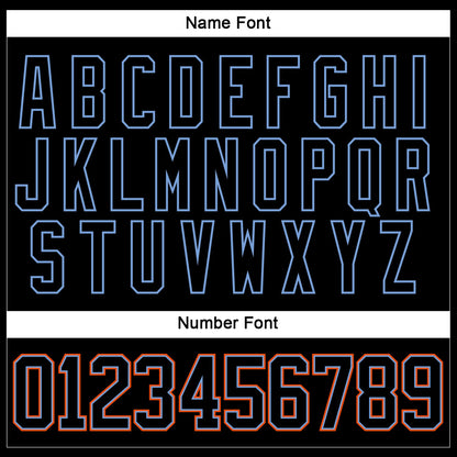 Custom Black Powder Blue-Orange Hockey Lace Neck Jersey