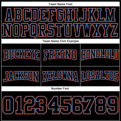 Custom Stitched Black Electric Blue-Orange Football Pullover Sweatshirt Hoodie